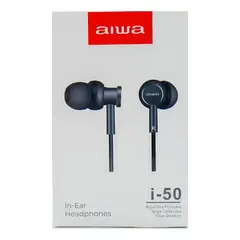 AIWA - Audífonos Stereo I-50 Color Negro, Cable 1.2m