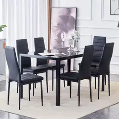 GENERICO - Juego De Comedor 6 Sillas Mesa Rectangular 140x60x75 cm Negro