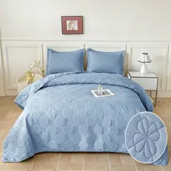 GENERICO - Cubrecama de Verano Liviano Quilt 1.5 Plazas con Diseño Azul