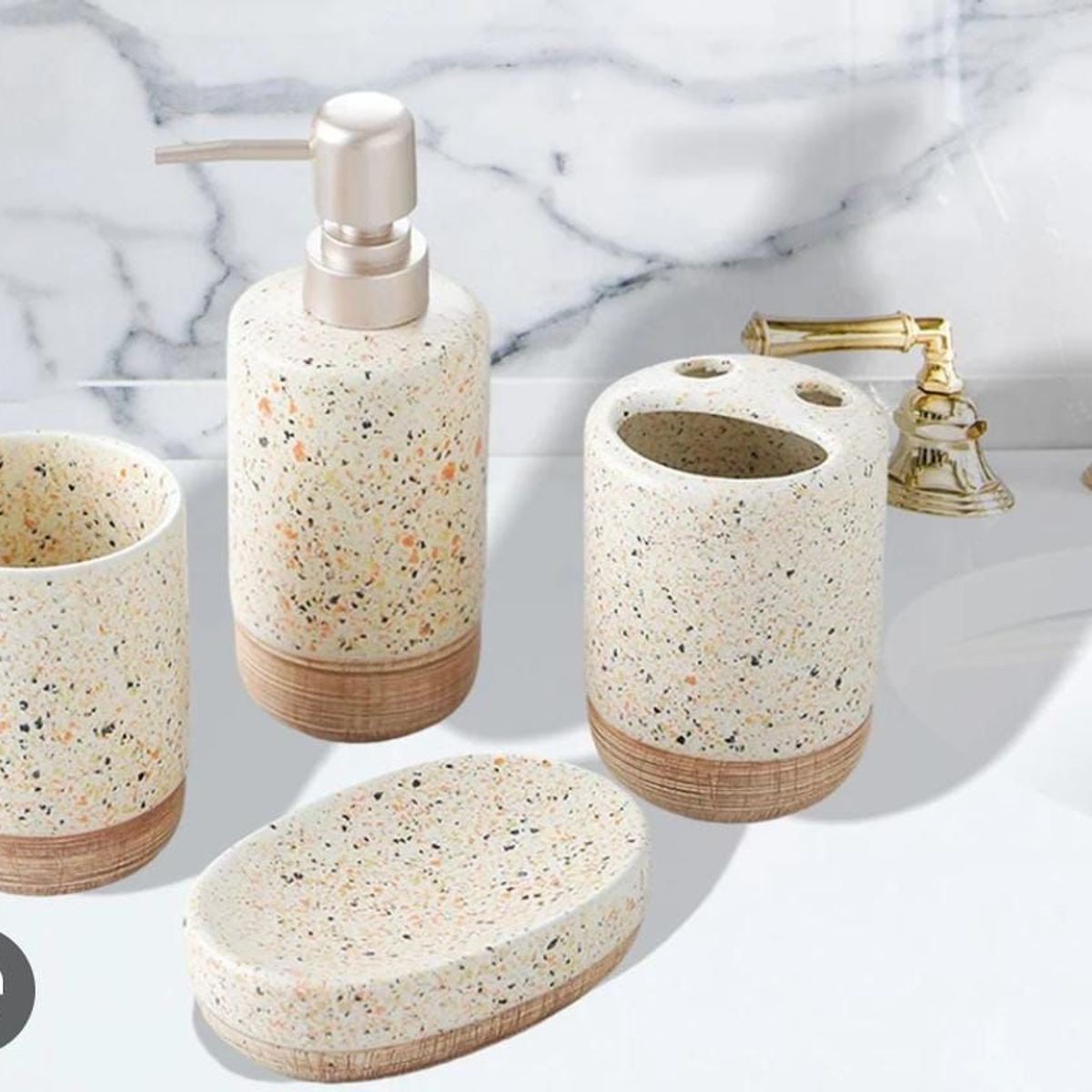 GENERICO - PACK LUJOSO DE PORCELANA DE 4 ACCESORIOS DE BAÑO