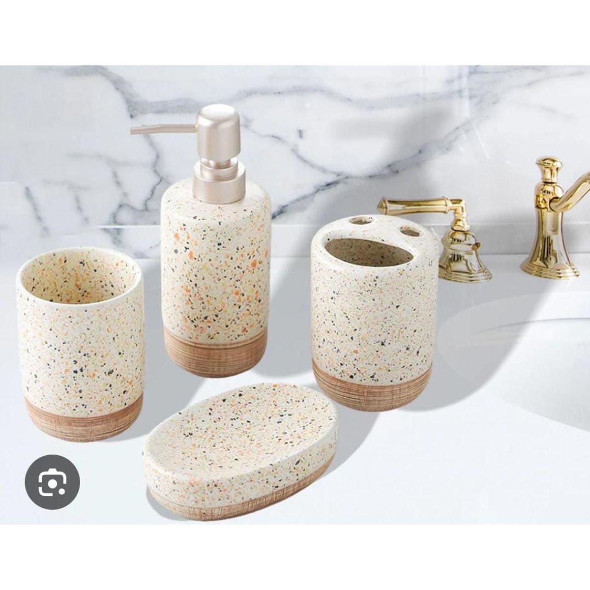 GENERICO - PACK LUJOSO DE PORCELANA DE 4 ACCESORIOS DE BAÑO