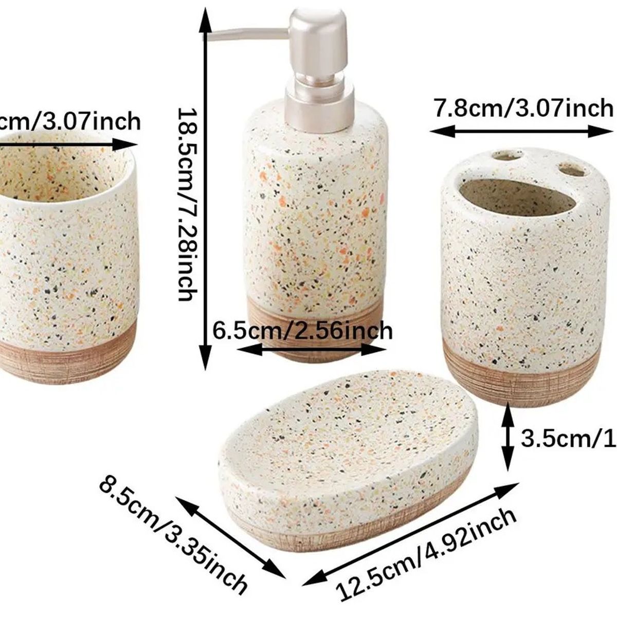GENERICO - PACK LUJOSO DE PORCELANA DE 4 ACCESORIOS DE BAÑO