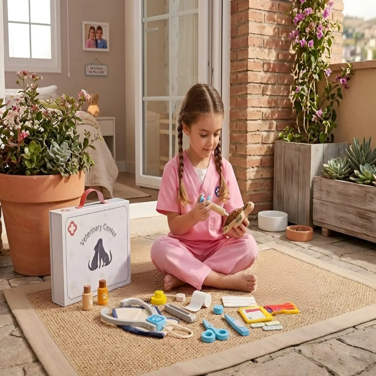 GENERICO - Set de Veterinaria de Juguete con Maletín y Accesorios de Madera
