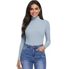 HAMI BOUTIQUE - Polera de Cuello Alto Celeste