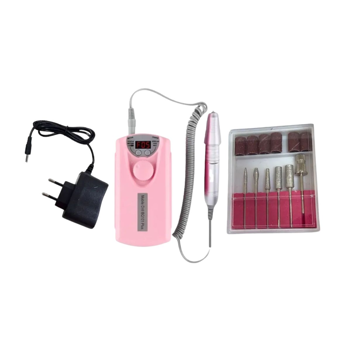 GENERICO - Torno Pulidor De Uñas Inalámbrico Mobile Drill 101 Rosado 35000 RPM