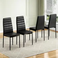 GENERICO - Pack 4 Sillas Negras Dining PU