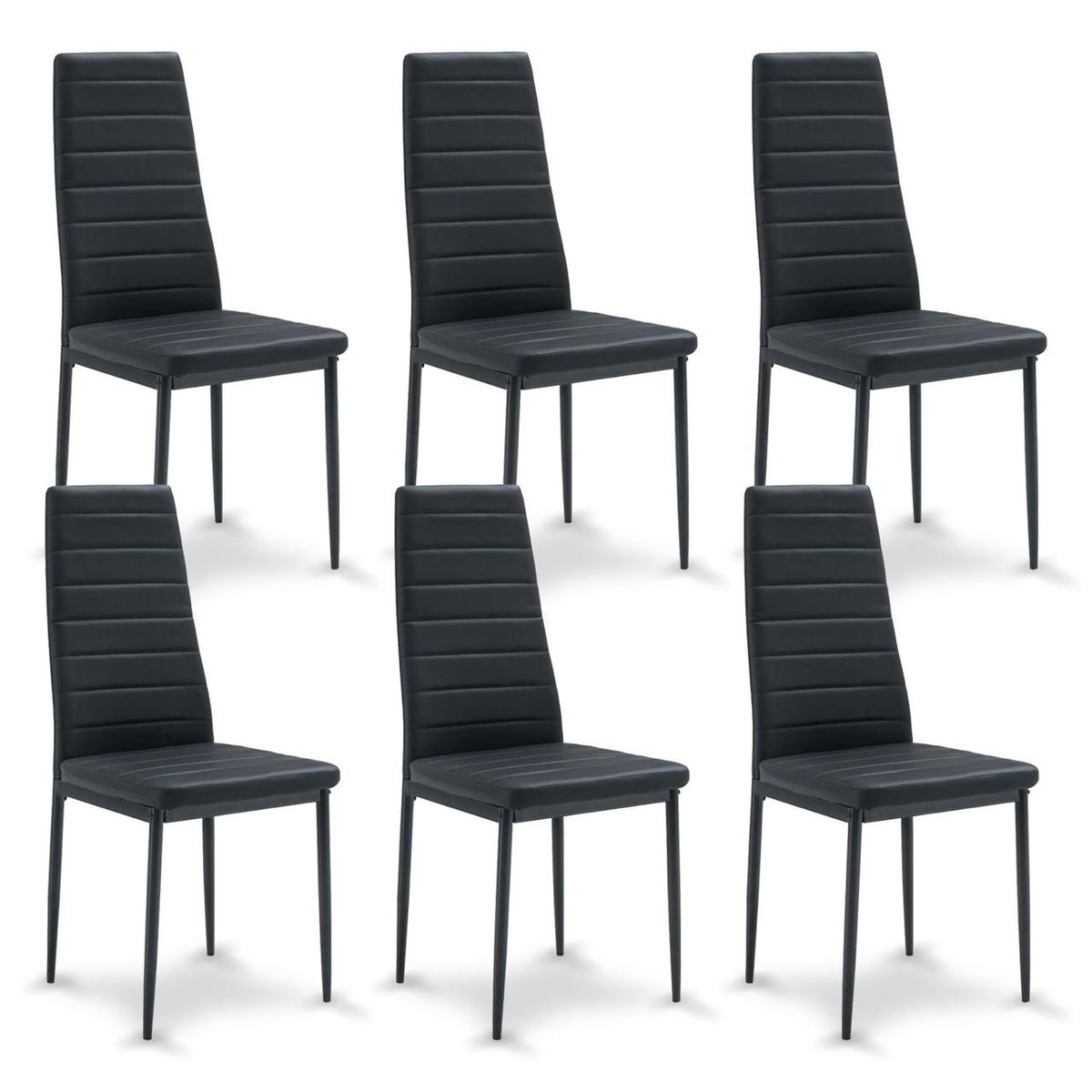 GENERICO - Pack 6 Sillas Negras Dining PU