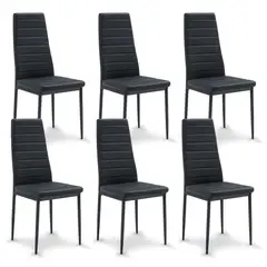 GENERICO - Pack 6 Sillas Negras Dining PU