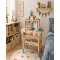 GENERICO - Banco de Herramientas de Madera para Niños - Taller de Construcción Educativo