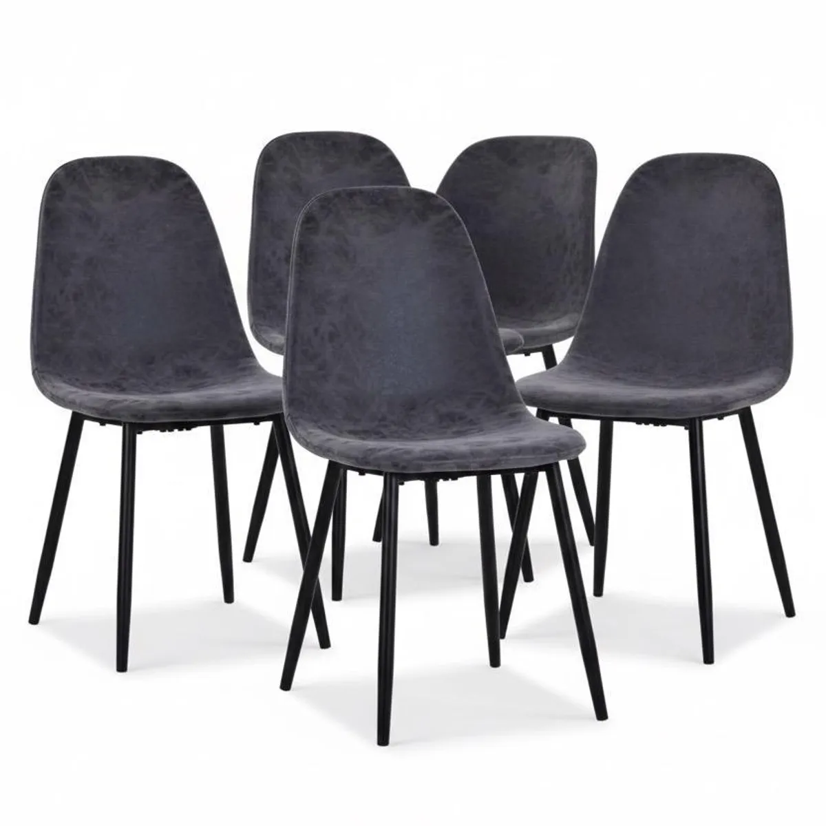 GENERICO - Pack 4 Sillas Scoop Gris Pu