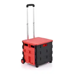 GENERICO - Carro Plegable Multifuncional con Ruedas y Asiento