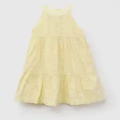 COLLOKY - Vestido cuello halter niña amarillo 6-9M a 4-5A