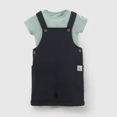 COLLOKY - Conjunto jardinera body polycotton niño azul marino 6-9M a 4-5A