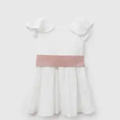 COLLOKY - Vestido manga globo ceremony niña blanco 6-9M a 4-5A