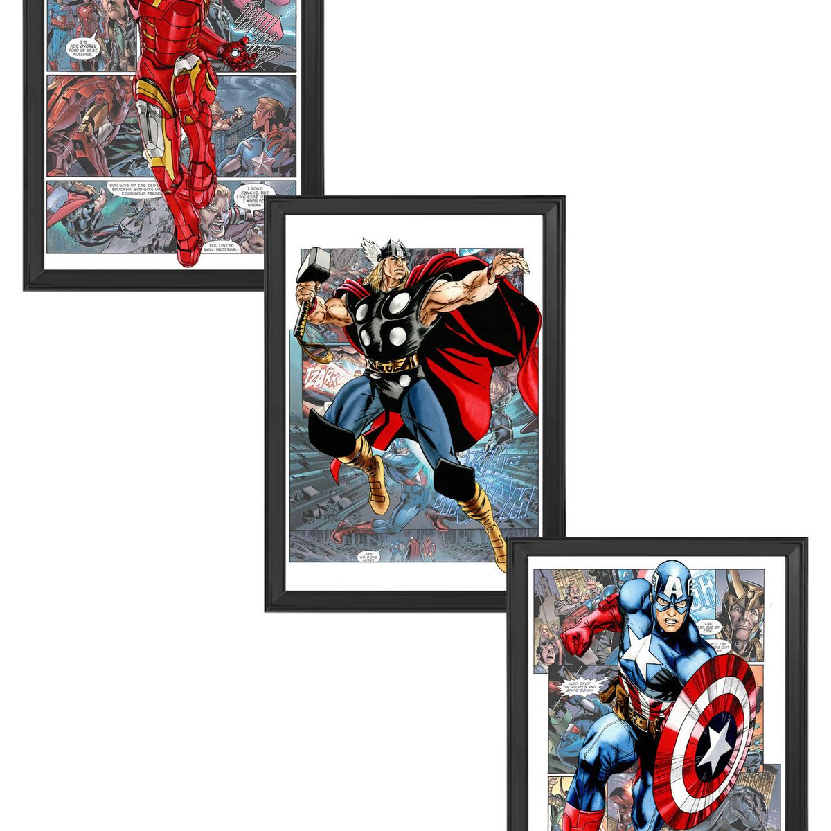 DECORACION CREATIVA - Set de Cuadros Infantiles Heroes X3 Black