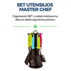 GENERICO - Set de Utensilios de Cocina Master Chef con Base Giratoria 360° – 7 Piezas de Puro Estilo y Comodidad