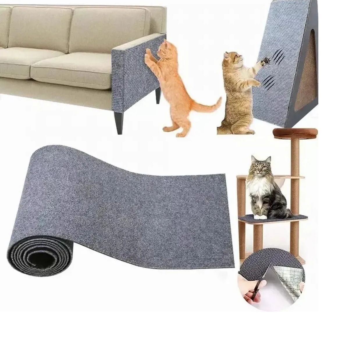 GENERICO - Protector De Muebles Autoadhesivo Para Gatos 30x200cm Rascador Esquina Y Pared Cortable Gris