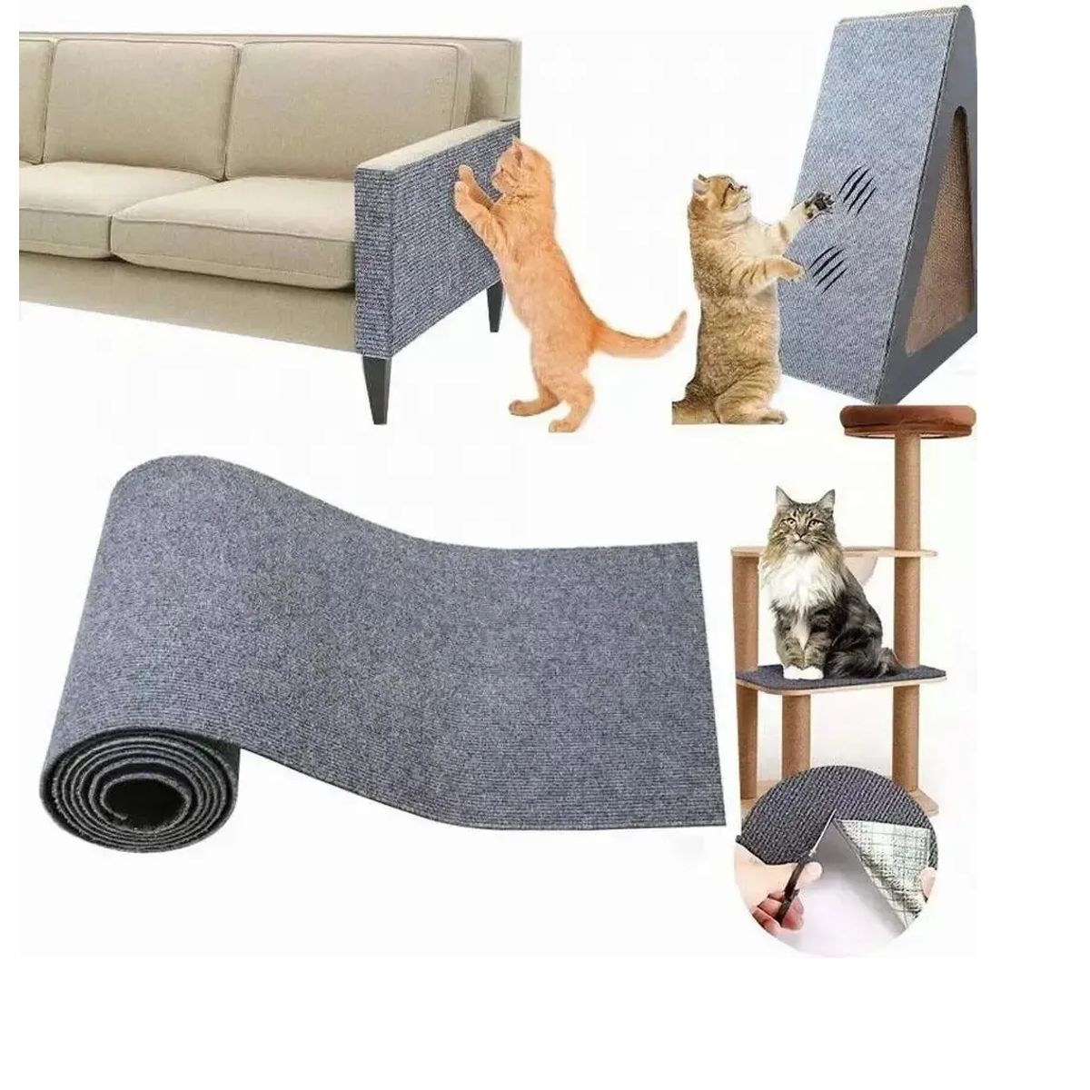 GENERICO - Protector De Muebles Autoadhesivo Para Gatos 30x200cm Rascador Esquina Y Pared Cortable Gris