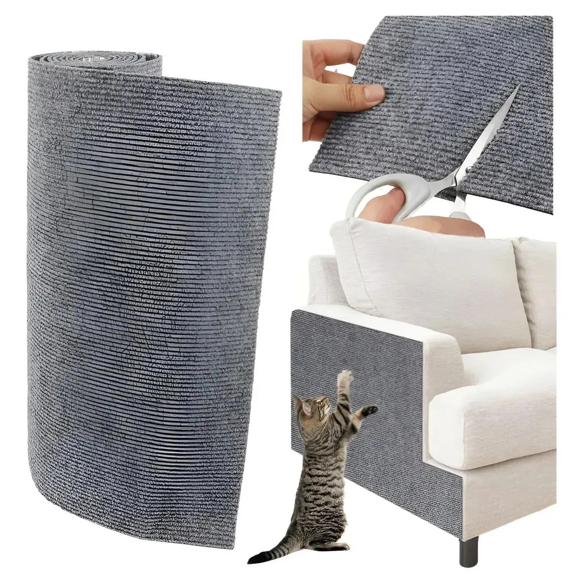 GENERICO - Protector De Muebles Autoadhesivo Para Gatos 30x200cm Rascador Esquina Y Pared Cortable Gris