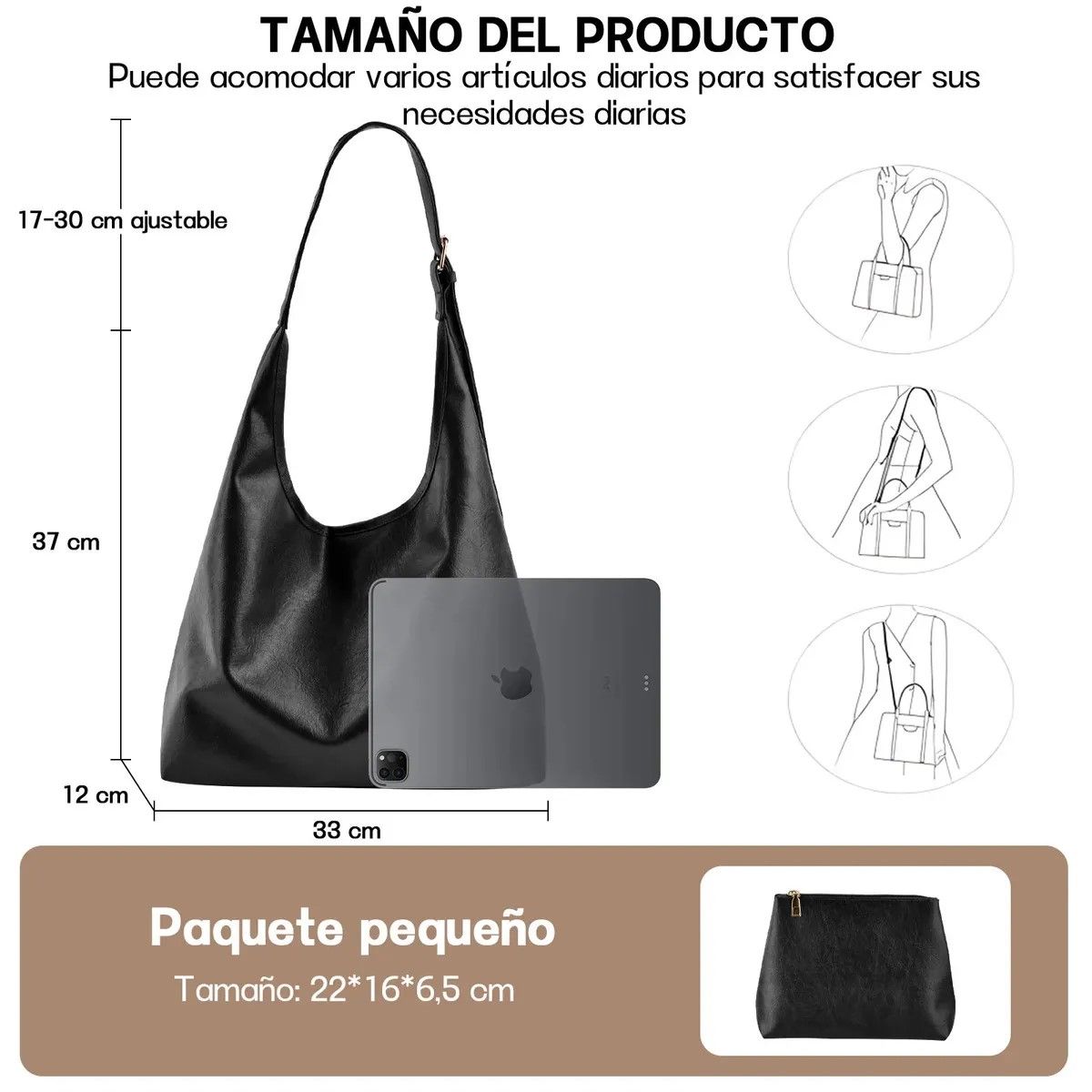 GENERICO - Bolso  Con Monedero Bolso Bandolera Bolso Hombro Negro BELUG