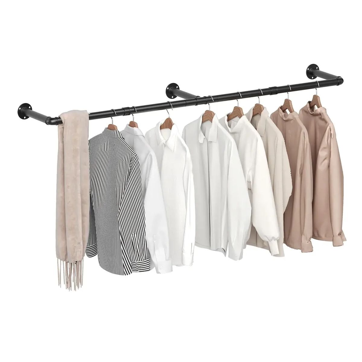 GENERICO - 176cm Perchero De Pared Estante De Metal Para Ropa Multiusos