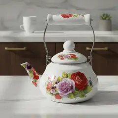 GENERICO - TETERA 1.5 L DE ACERO ENLOZADA ESMALTADA HERVIDOR DE TE, CAFE AGUA FLOR BINTAGE