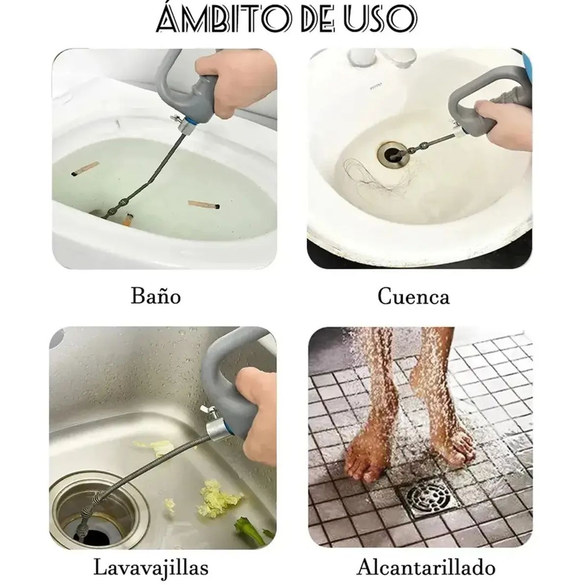 GENERICO - Destapador Cañería Sonda Para Sopapos Alcantarillado ,10 M