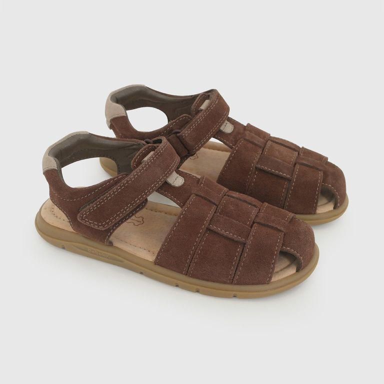 Sandalia franciscana con velcro niño cafe 28-33