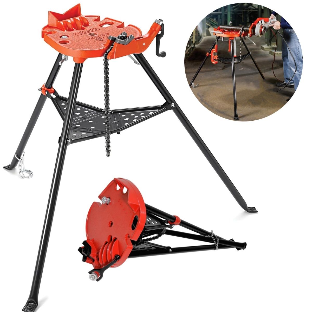 Prensa trípode de cadena para tubos de 1/8'' A 6 '' (610-7050), marca KUANGYE - Foto Principal