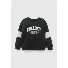 COLLOKY - Poleron polycotton niño negro 3-4A a 12-13A