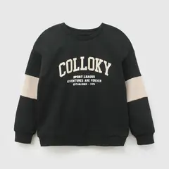 COLLOKY - Poleron polycotton niño negro 3-4A a 12-13A
