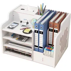 GENERICO - Organizador Libro Carpetas Madera Oficina Con Porta Lápiz