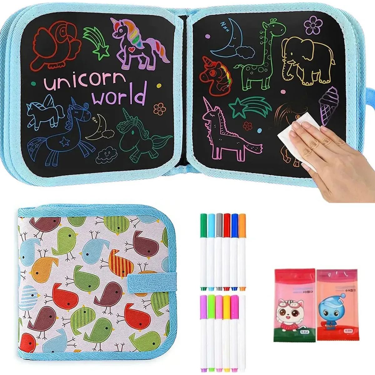 GENERICO - Reutilizables Tabla De Dibujo Portátil Regalo Para Niños-Azul