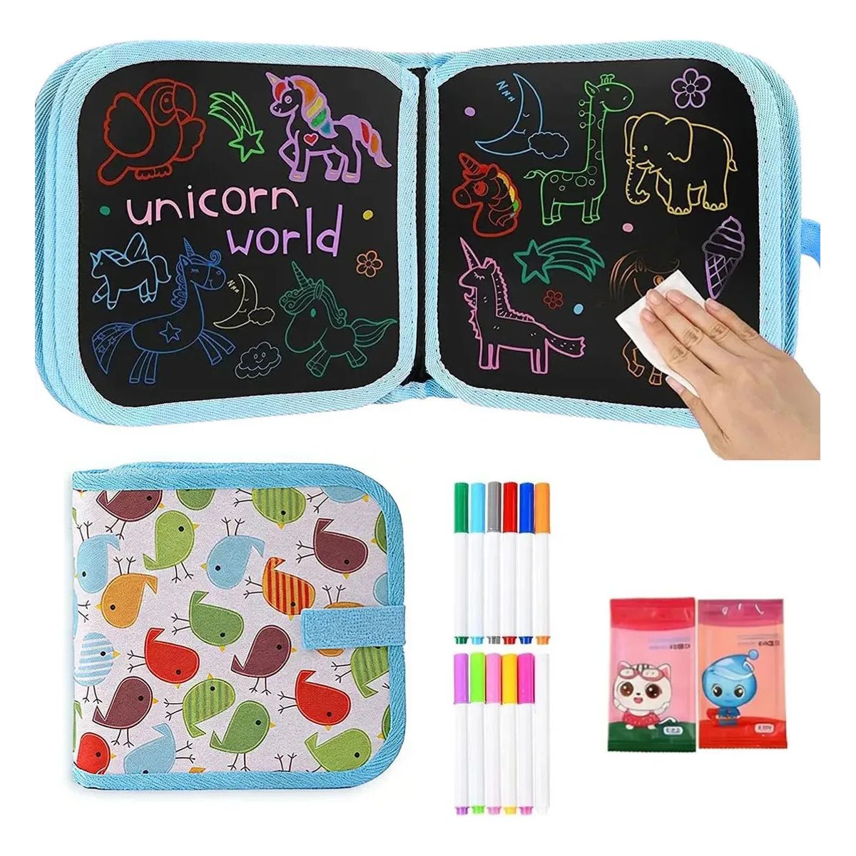 GENERICO - Reutilizables Tabla De Dibujo Portátil Regalo Para Niños-Azul