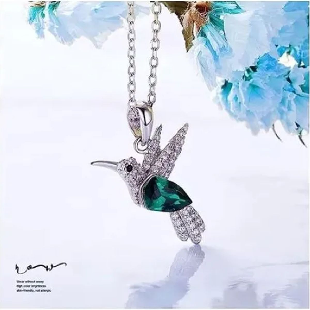 GENERICO - Collar de Plata Fina 925 con Colibrí y Cristal para Mujer, Joyas de Regalo