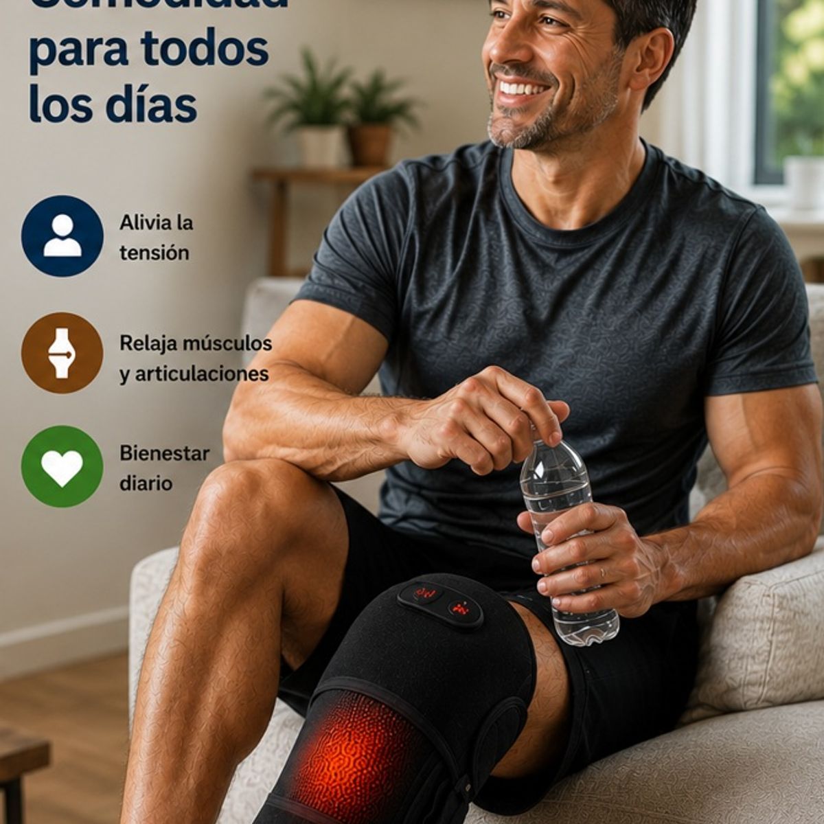 MOVI - Rodillera Térmica 2 En 1 Con Calor Y Masaje Vibratorio Recargable