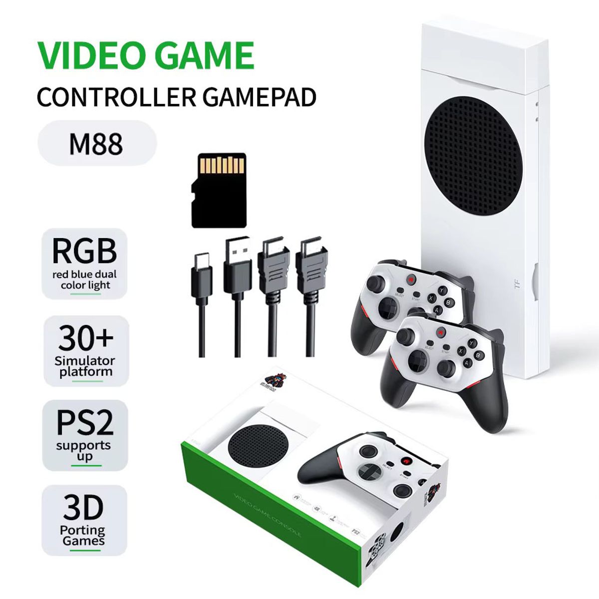 CORRERREY - Consola M88 Retro 4K mando inalámbrico para videojuegos  20000 juegos integrados para SS/Ps2/Ps1 3D