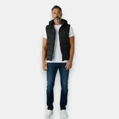 BLUE MOUNTAIN - Parka Sin Mangas Hombre Negro