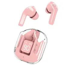 GENERICO - Audífonos Inalámbricos Ultrapods Max Bluetooth 5.3 Rosa Con Estuche Transparente Y Pantalla Led
