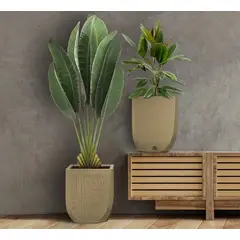FLORIDIS - MACETERO BEIGE 4YOU 44CM ALTO CON PLATO