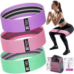 MOVI - Bandas de Elasticas para piernas y glúteos, tela antideslizante, 3 niveles