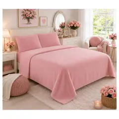 ALMA & DECO - Juego De Sábanas Polar Lisa 2 Plazas Sweet Rose Premium