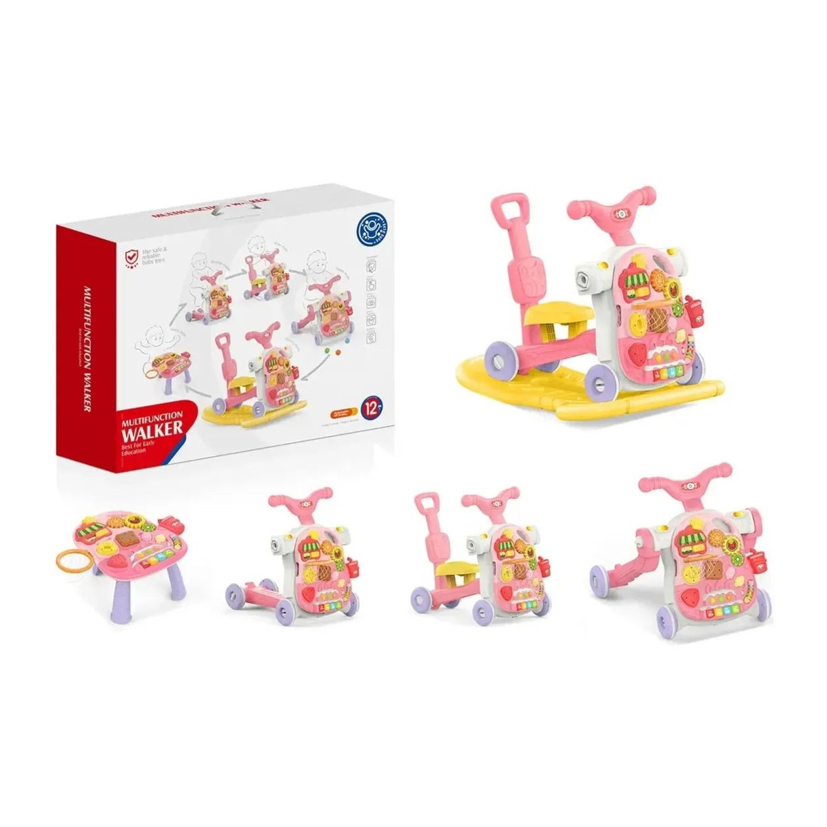 GENERICO - Andador Caminador Para Bebes 5 en 1 Multifuncional Rosa