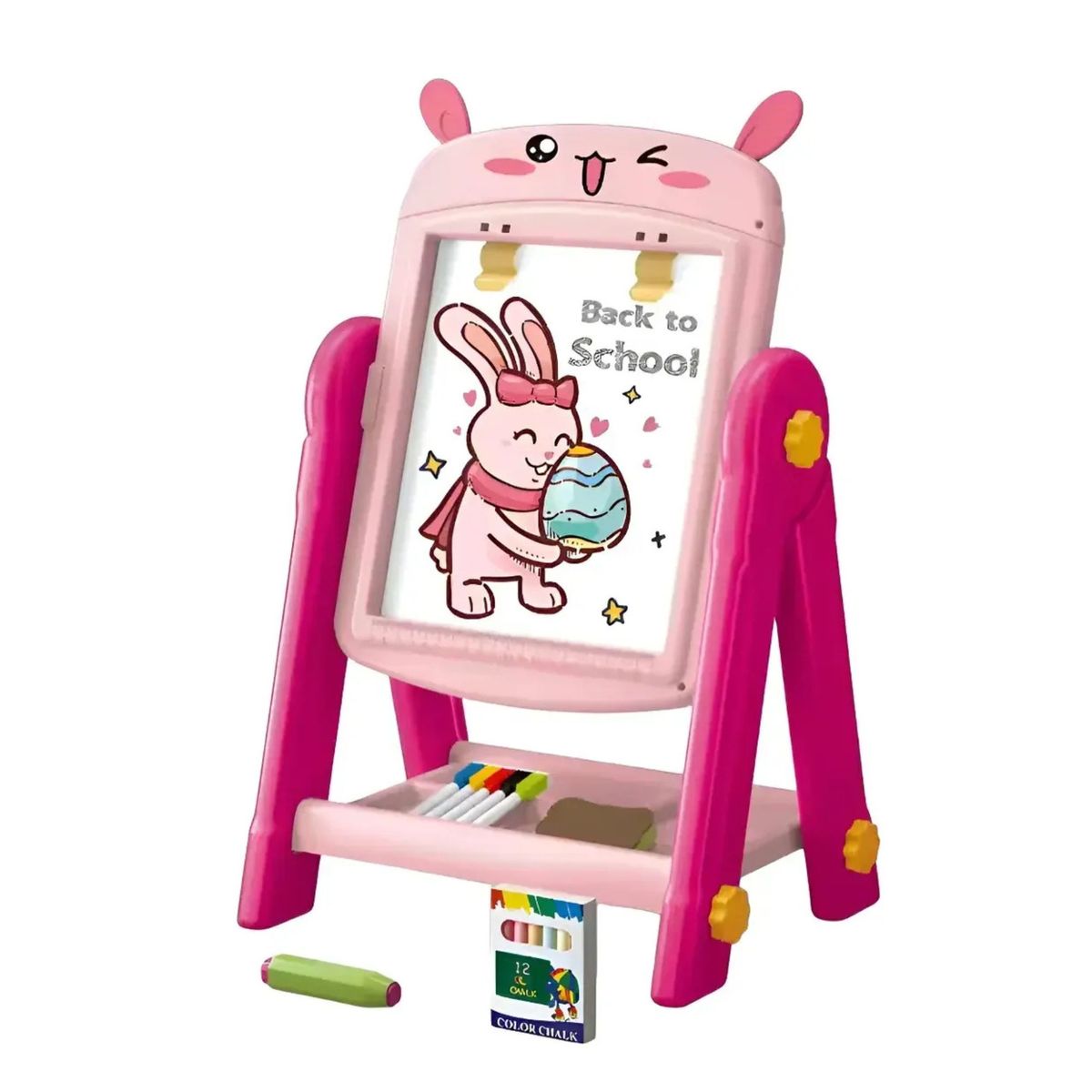 GENERICO - Pizarra Magnética Doble Infantil Diseño Conejo Rosa