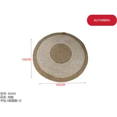 GENERICO - Alfombra (REDONDA MARRON CON LINEAS BLANCAS - 100CM) 40442