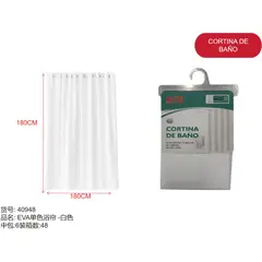 GENERICO - Cortina para ducha (BLANCA - 180CM) 40948