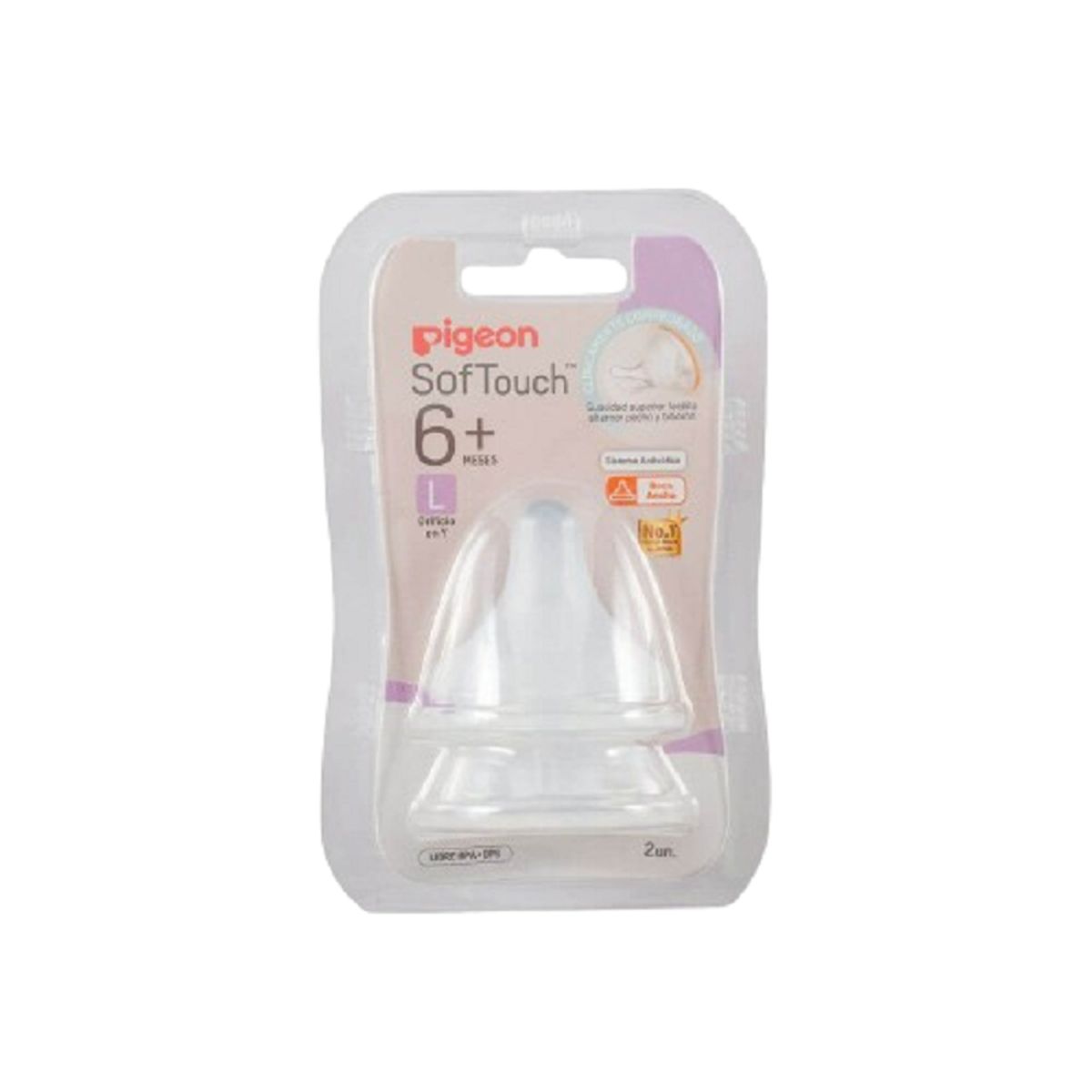 PIGEON - Tetina Pigeon Softouch Repuesto Boca Ancha Talla L +6m