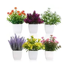 GENERICO - 6pzs Plantas Flores Artificiales Macetas Decorativas Labg