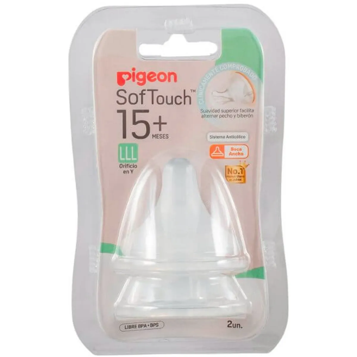 PIGEON - Tetina Pigeon Softouch Repuesto Boca Ancha Talla Lll +15m