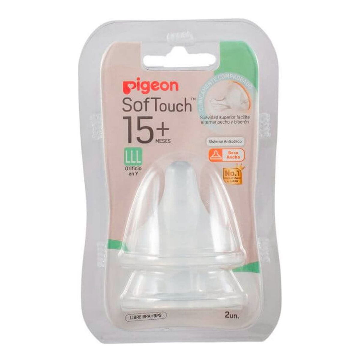 PIGEON - Tetina Pigeon Softouch Repuesto Boca Ancha Talla Lll +15m